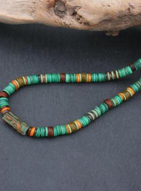 波西米亚绿色颈圈宝石串珠项链