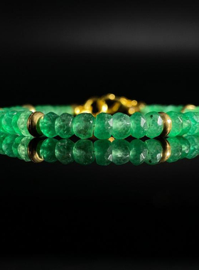 女士天然祖母绿宝石手链
