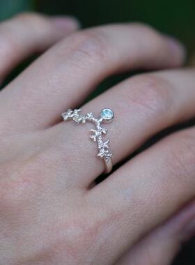 精灵王冠美人鱼蓝色托帕石戒指