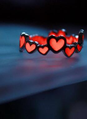 心形情人节礼物可调节夜光戒指