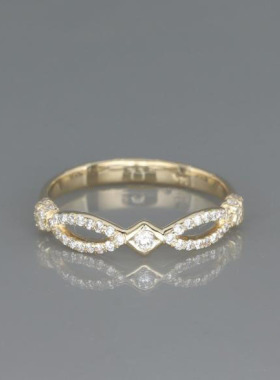 情侣14K金婚戒钻石镶嵌结婚戒指