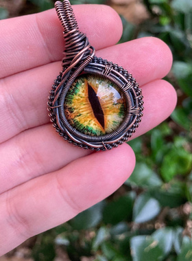 龙眼邪恶眼金属丝包裹仿古铜项链