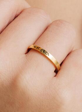 纯银18K金简约戒指定制雕刻刻字