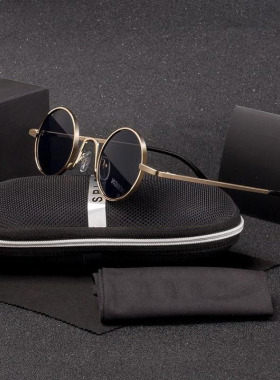 美国代购手作朋克圆形金属墨镜