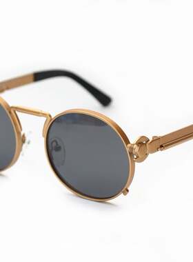 90年代复古金色金属偏光太阳镜