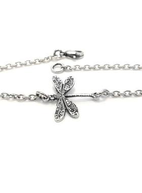 女氧化纯银复古可爱小巧蜻蜓手链