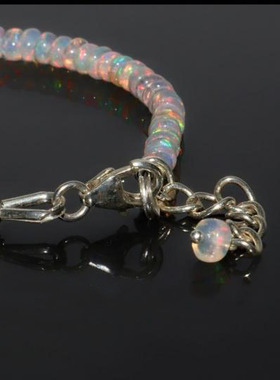 天然埃塞俄比亚多色火蛋白石手链