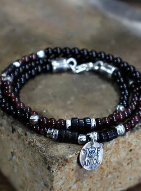 纯银绿松石石榴石手链套装天然