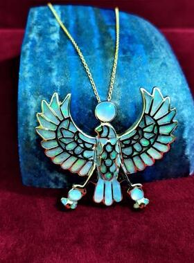 手作彩虹镭射蛋白石翅膀项链