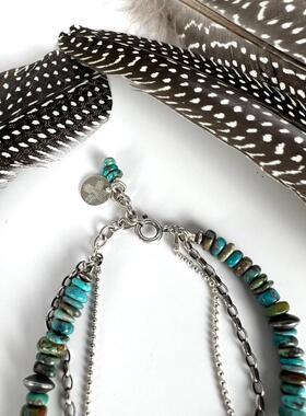 纯银纳瓦霍部落绿松石手链叠戴