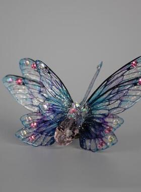 勿忘我蓝色精灵之翼蝴蝶翅膀戒指