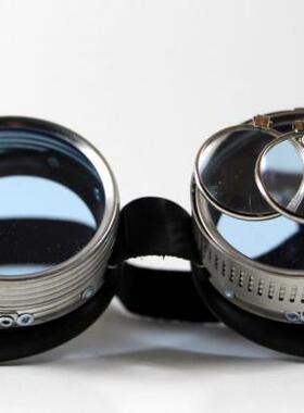 美国代购手作蒸汽朋克浅蓝护目镜