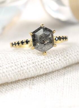 玫瑰切割椒盐钻石戒指钻戒结婚