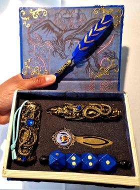 龙羽毛笔书签cosplay家居摆件