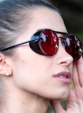 英国代购复古蒸汽朋克红色太阳镜