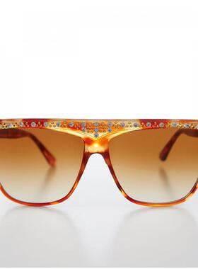 美国代购古着水钻平顶女士墨镜