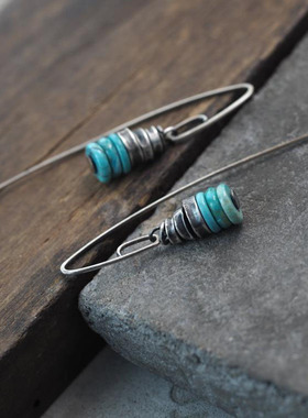 氧化纯银天然绿松石银珠串珠手链