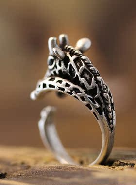 戒指朋克复古特别长颈鹿造型