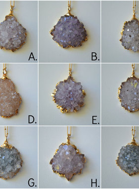 美国代购手作星系水晶黄金项链