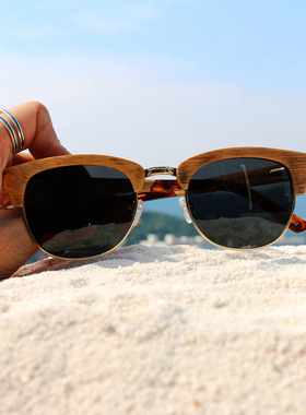 半木制太阳墨镜经典中性飞行员