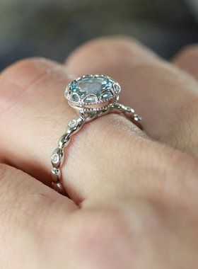 戒指natural㊣迷人美丽海蓝色