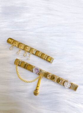 意大利模块手链应援蔡徐坤金色话筒转转小头皇冠可配手表自由搭配