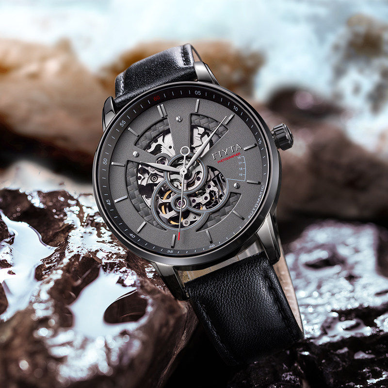 专柜同款飞亚达镂空防水皮带机械表 飞亚达国产腕表