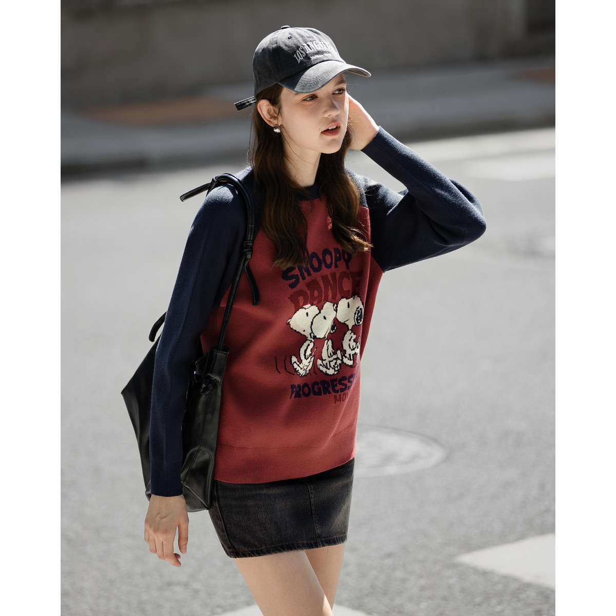 唐狮2026秋冬女史努比插肩袖前胸大图案毛线衫可爱针织女毛衣,淘宝优惠券,粉丝福利购,淘宝优惠卷