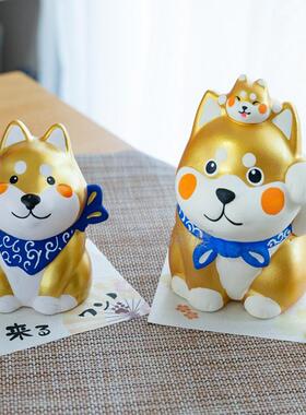 日本龙虎作堂 柴犬存钱罐招财狗陶瓷创意摆件结婚乔迁开业礼物