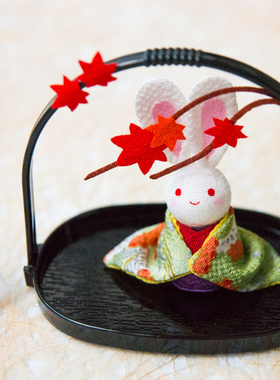 日本制龙虎作手工布艺樱花赏月兔