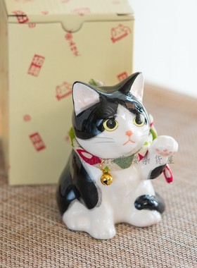【日本原装进口】药师窑ins风手工陶瓷招财猫摆件 小巧可爱招福猫