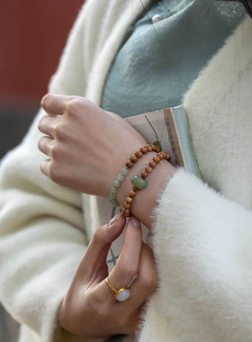 天然库克和田玉手串女款招财转运珠佛珠手链男款情侣礼物饰品