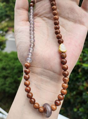 千玺原创天然库克灰玛瑙双圈手串玛瑙玉跑环国风中式女手链小红书