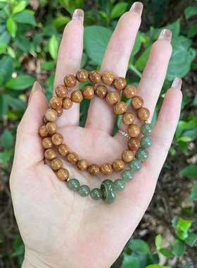 灵隐青山黛库克菩提和田手串玉天然菩提手持念珠双层手链