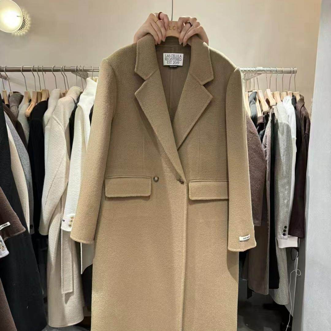 LAS CELULA正品实体店同款高端双面羊羔毛大衣女韩系大码长款外套,淘宝优惠券,粉丝福利购,淘宝优惠卷