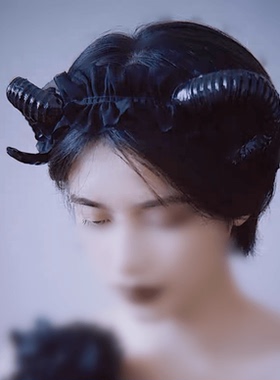 手作Lolita少女恶魔羊角发箍 暗黑哥特摄影道具发箍
