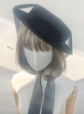 lolita头饰手作DIY婚纱摄影艺术帽饰扁帽帽胚网纱装饰礼帽311