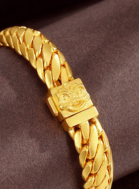 醒狮三马鞭手链女简约金包银古法瑞兽鲁班扣古巴链情侣手链送男友