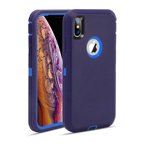 欧美三防手机壳适用苹果XSMAX全包防摔iPhoneXR硅胶硬壳三合一xs软胶外壳xr磨砂防滑胶套iX盔甲壳简约纯色 - 图2