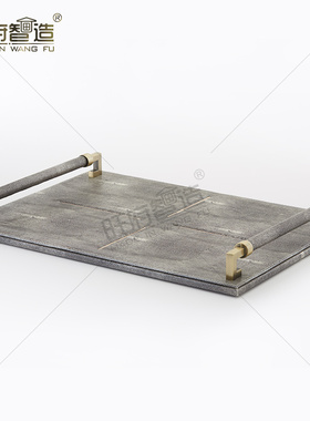 轻奢风样板间托盘纸巾盒创意摆件