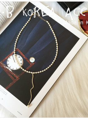 韩国进口金属球短款性感水钻链条