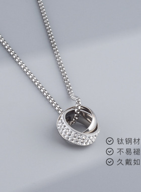 双环镶钻潮牌百搭男生配饰钛刚