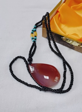 心玉行天然玛瑙水滴吊坠女