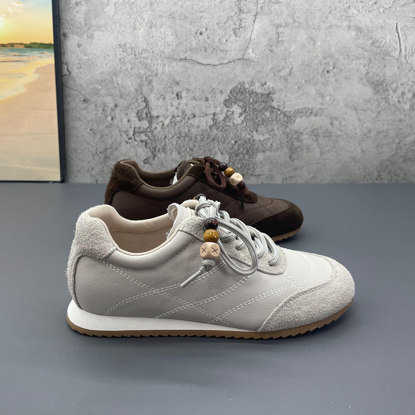 真皮牛皮系带牛筋平底袋鼠鞋2025秋季新款撤柜断码运动休闲鞋女鞋,淘宝优惠券,粉丝福利购,淘宝优惠卷