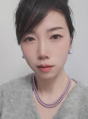 RUKL小众温柔系仙芋紫珍珠项链S925纯银梦幻紫珠锁骨链颈链正圆