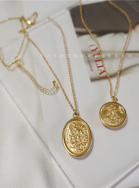 意大利圆牌幸运复古系人像毛衣链