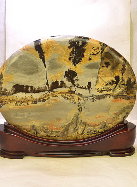 天然原石国画石家居桌面摆件精品景观石招财风水草花画面奇石镇宅