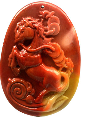 阿拉善玉玛瑙吊坠十二生肖旺财马