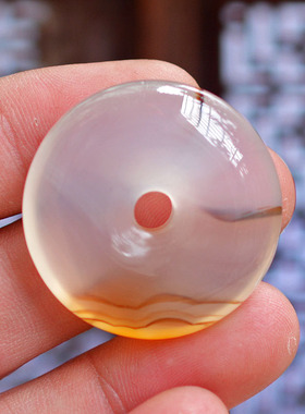 天然玛瑙平安扣玉髓毛衣链吊坠