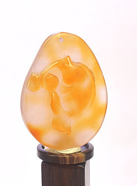 天然玛瑙如意金鱼男女士挂坠原石雕刻年年有鱼招财吊坠钥匙扣挂饰